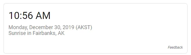 日出时间 (2019年12月30号）